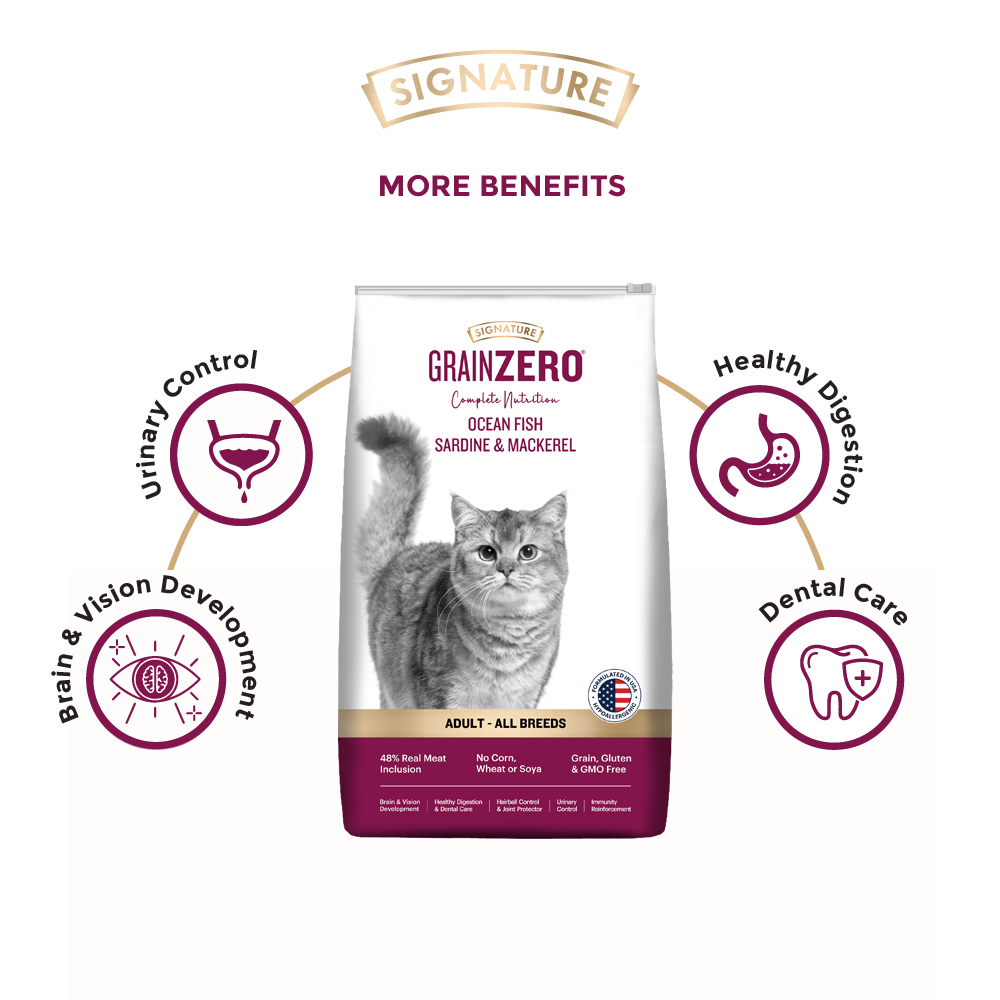 Signature Grain Zero Ocean Fish, Sardine & Mackerel Adult All Breed Dry Cat Food