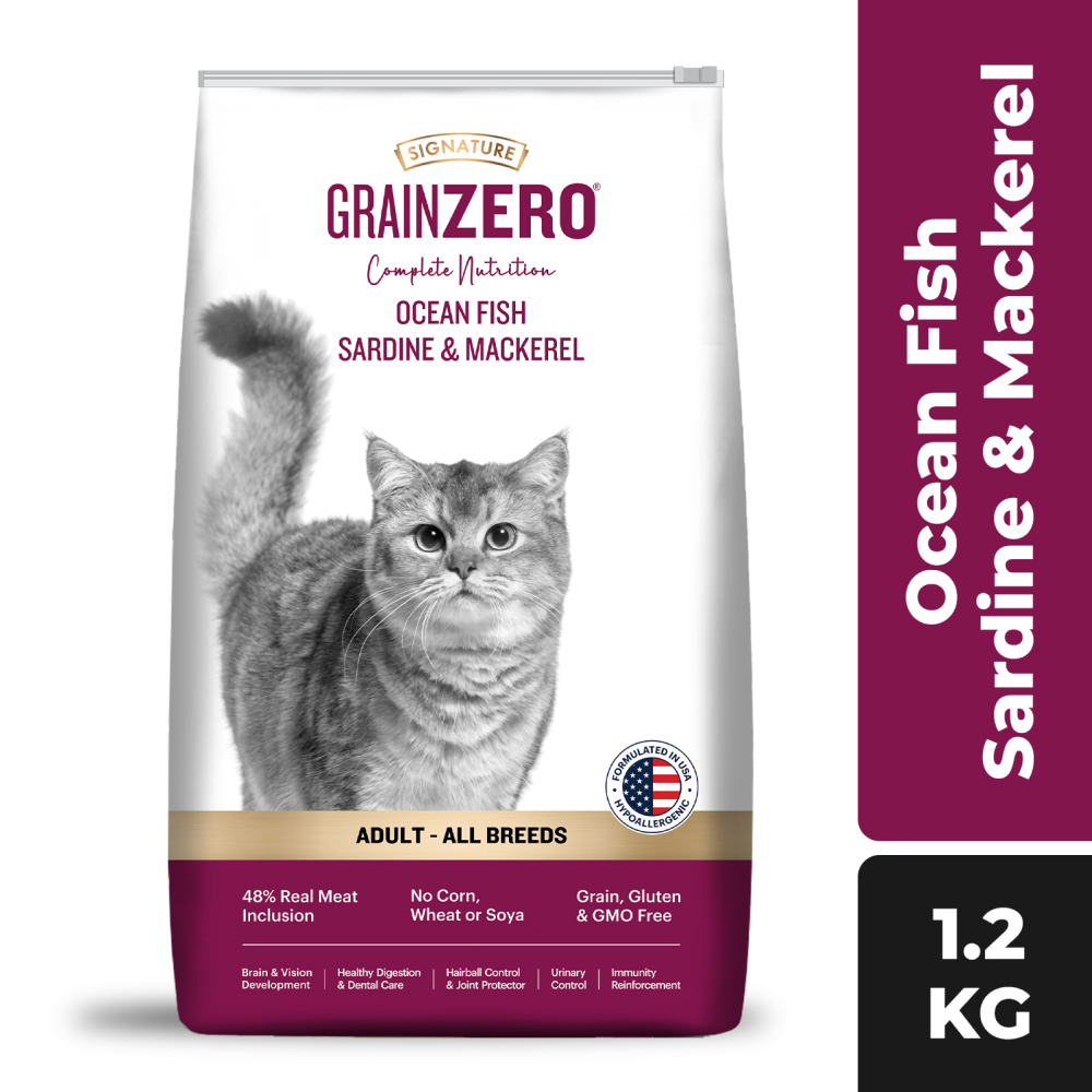 Signature Grain Zero Ocean Fish, Sardine & Mackerel Adult All Breed Dry Cat Food