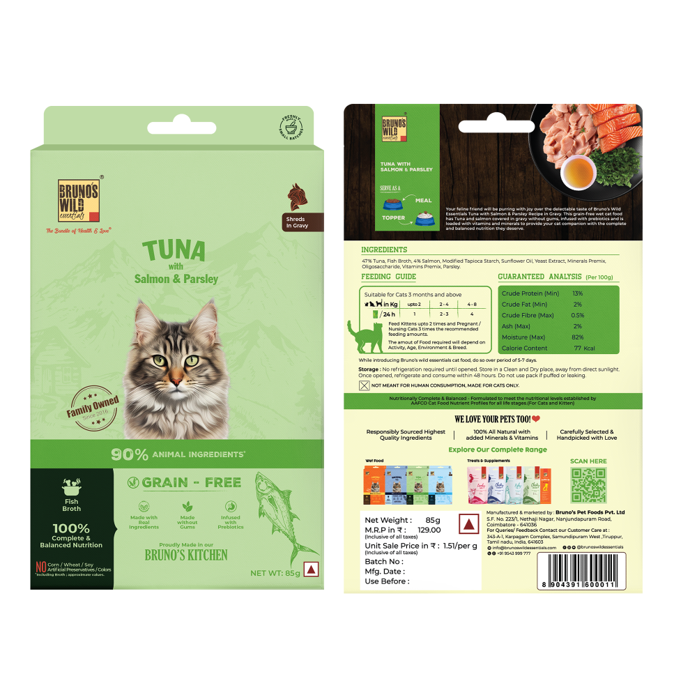 Brunos Wild Essentials Grain Free Tuna with Salmon & Parsley Wet Cat Food