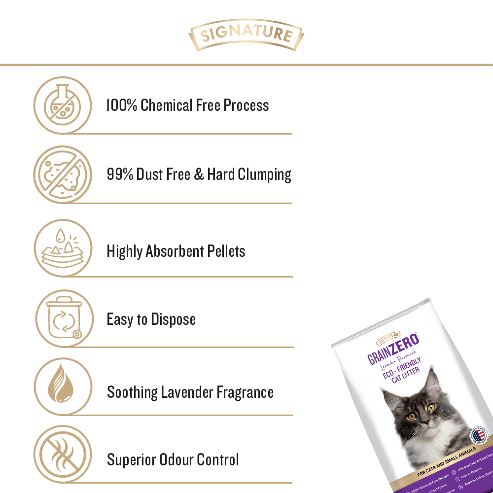 Signature Grain Zero Eco-Friendly Lavender Scented Cat Litter 8 KG