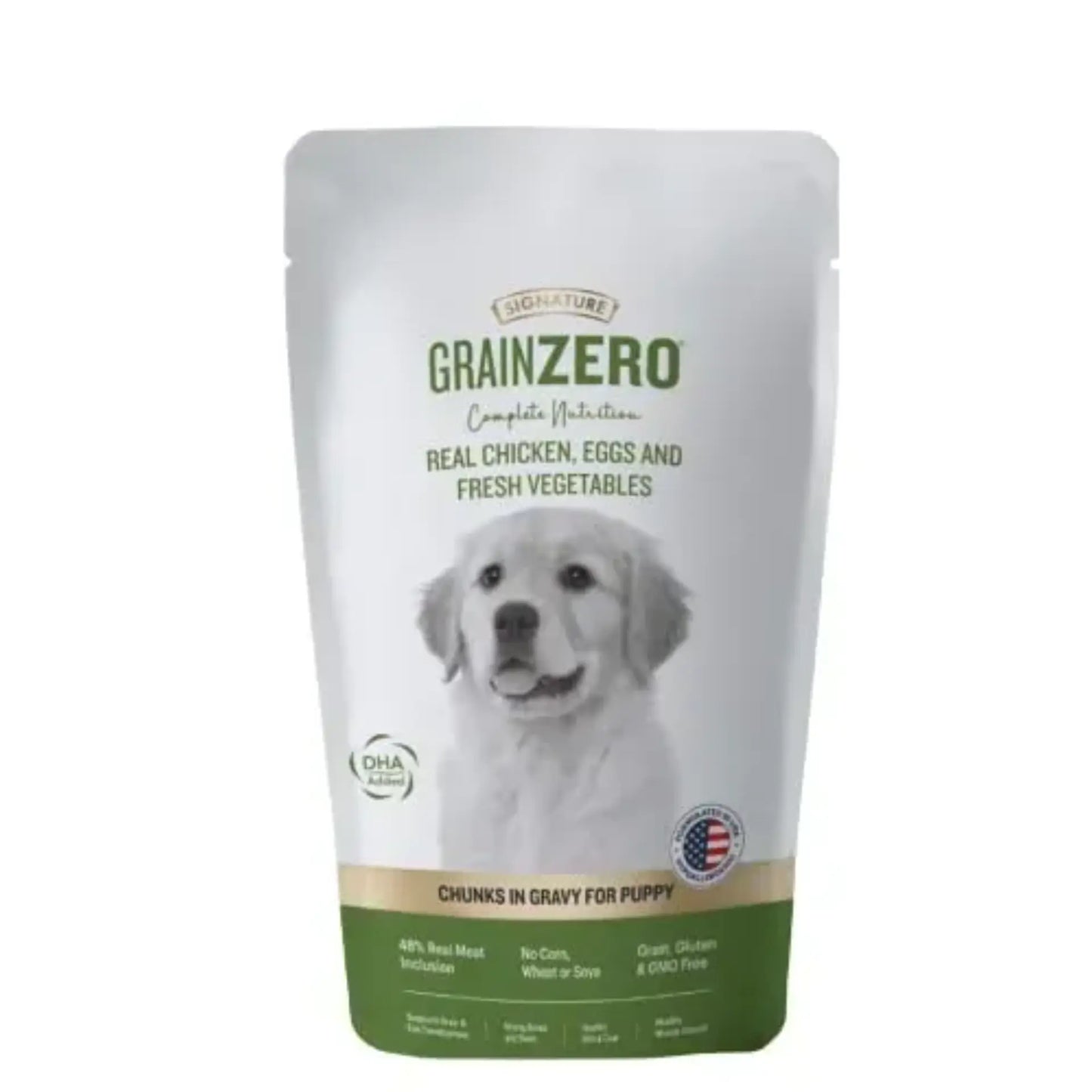 Signature Grain Zero Real Chicken, Eggs and Fresh Vegetables Chunks in Gravy Puppy Wet Food 150 gm