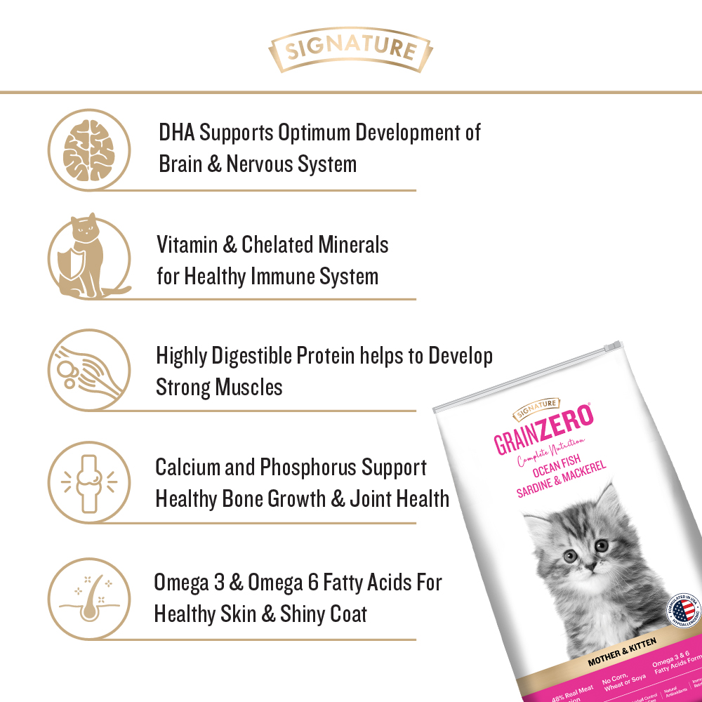 Signature Grain Zero Ocean Fish, Sardine & Mackerel Mother & Kitten Dry Cat Food ( All Breed )