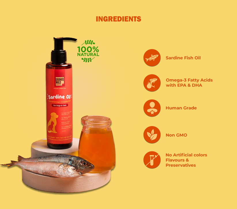 Bruno's Wild Essentials Sardine Oil Natural Omega-3 Supplement for Dogs and Cat 200 ML