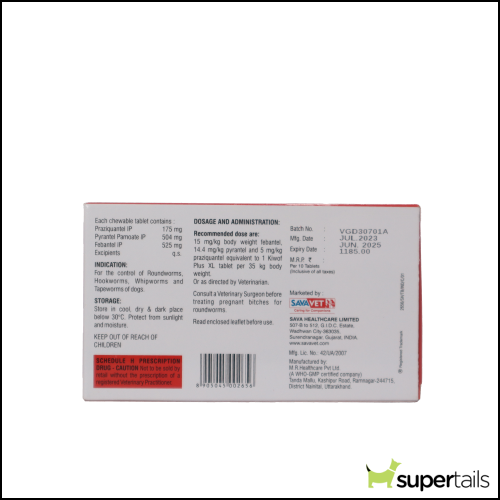 Savavet Kiwof Plus XL Dog Deworming Tablet (Pack of 10 tablets)