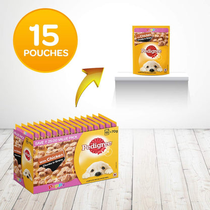 Pedigree Chicken & Liver Chunks in Gravy Puppy Wet Dog Food (70g)