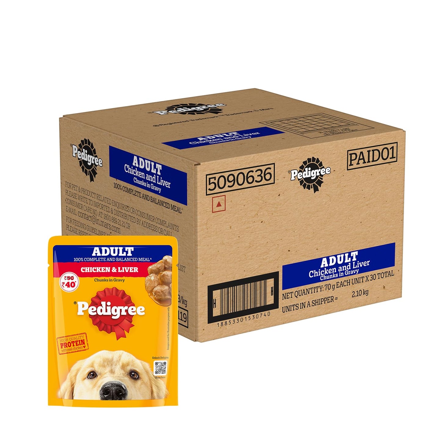 Pedigree Chicken and Liver Chunks in Gravy Adult Dog Wet Food (70g)