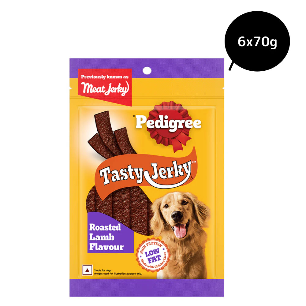 Pedigree Tasty Meat Jerky Roasted Lamb Flavour Adult Dog Treat 70g